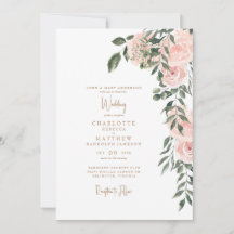 Precioso Blush Floral Oro Texto Blanco Boda 