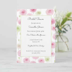 Invitación Precioso Chorro Nupcial Floral Ranunculus Rosa Men