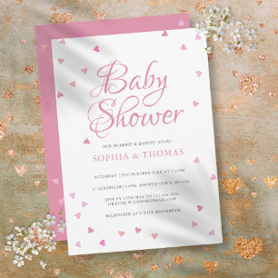 Invitación Precioso Corazón de Amor Rosa Corazones para Baby 