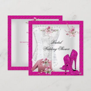 Invitación Precioso corsé blanco rosa de ducha de novia con t