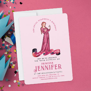 Invitación Precioso cuento de hadas de princesa rosa pastel e