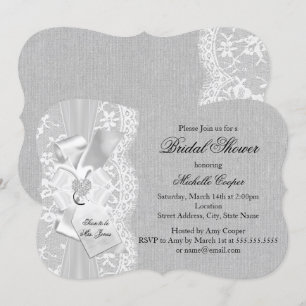 Invitación Precioso Desfile de Boda de Encaje y Arpillera Gri