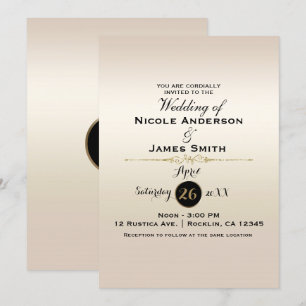 Invitación Precioso Oro Perla Brillo y Brillo Clásico Boda
