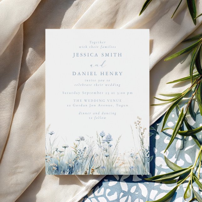 Invitación Precioso prado de flores silvestres azules para bo (Subido por el creador)