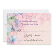 Precioso RSVP de flores silvestres rosadas y azule