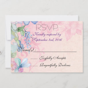 Invitación Precioso RSVP de flores silvestres rosadas y azule