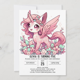 Invitación Precioso Unicornio Digital Cumpleaños