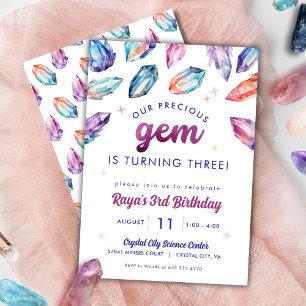 Invitación Preciosos Chicas de gemas 3 cristales de cumpleaño