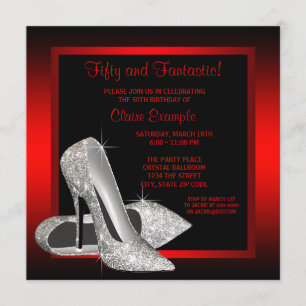 Invitación Preciosos zapatos de tacón alto con brillo negro y