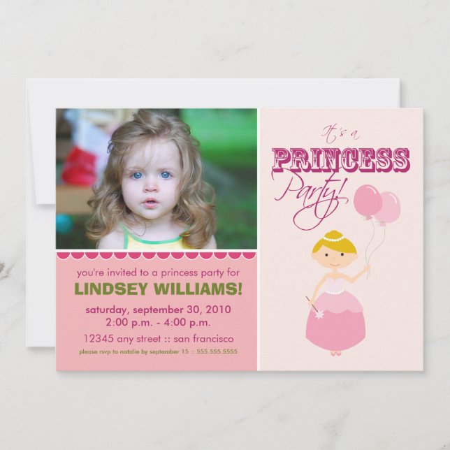 Invitación Precious Princess Party Invitation (rosa) (Anverso)