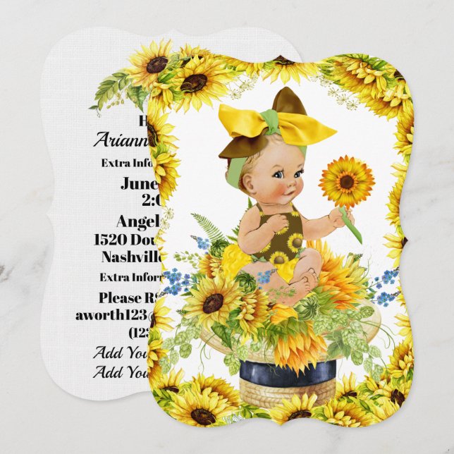 Invitación precisa de Baby Shower o cumpleaños (Anverso / Reverso)