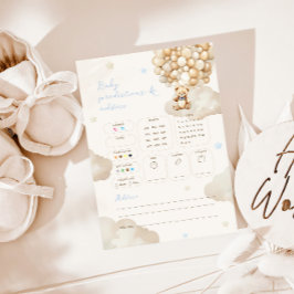 Invitación Predicciones Consejos Teddy Bear Juego de Baby Sho