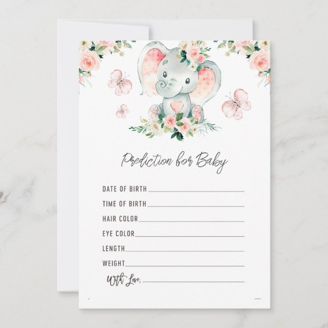 Invitación Predicciones de Baby Shower para bebés (Anverso)
