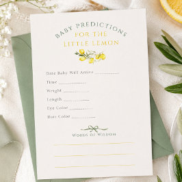 Invitación Predicciones de bebé con cinta de salvia y limón p