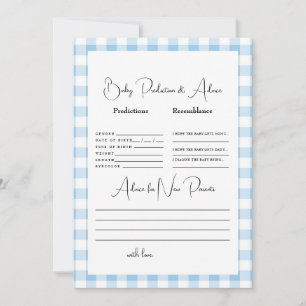 Invitación Predicciones de bebé de cuadros azul claro