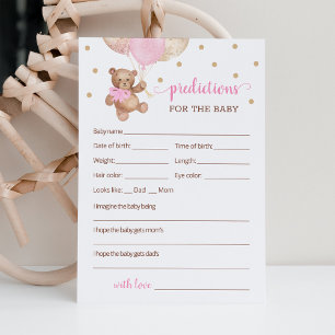 Invitación Predicciones de bebés para el oso de peluche Baby