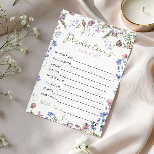 Invitación Predicciones para Baby Shower de Flor Silvestre