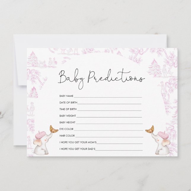 Invitación Predicciones para bebés Juego de Baby Shower de ju (Anverso)