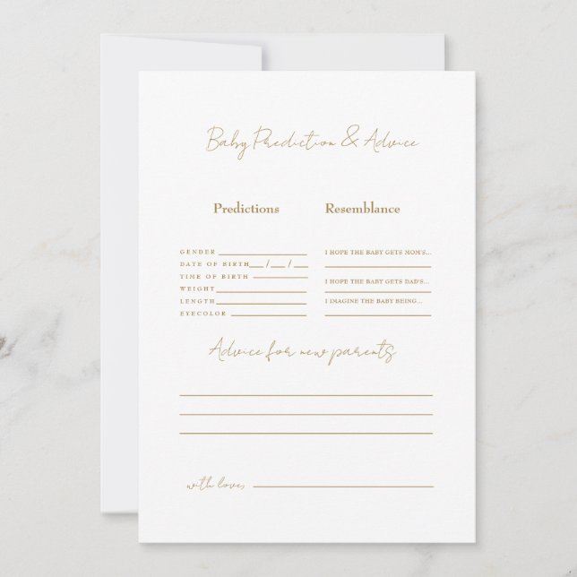 Invitación Predicciones simples de niños con texto dorado (Anverso)