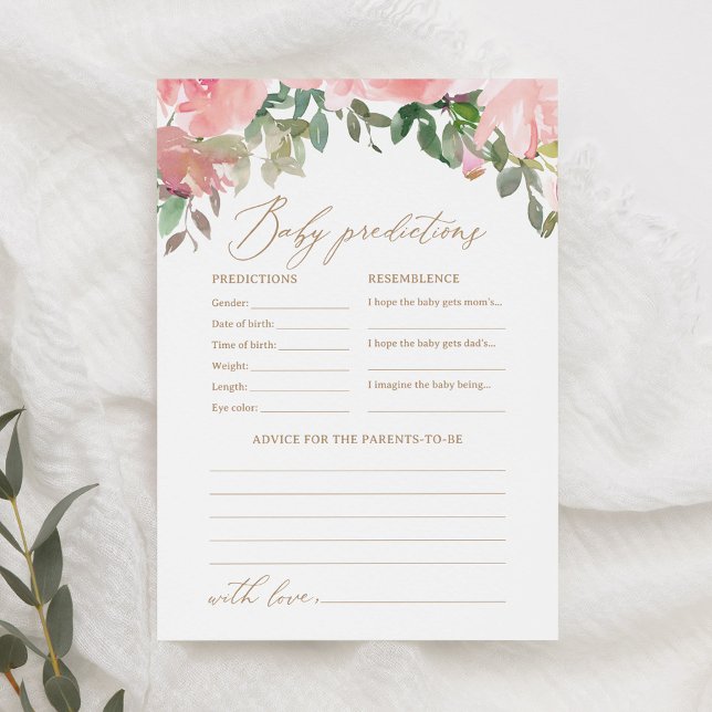 Invitación Predicciones y consejos de Baby Shower con flores  (Subido por el creador)