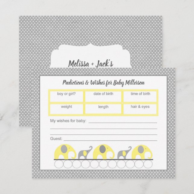 Invitación Predicciones y deseos de Baby Shower - neutrales (Anverso / Reverso)