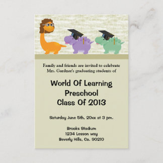 Invitación Preescolar de la diversión del dinosaurio o