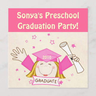 Invitación Preescolar de los chicas/fiesta de graduación de
