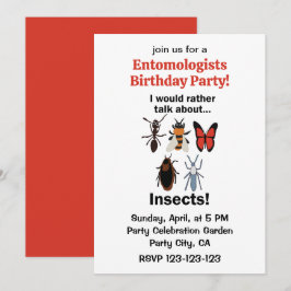 Invitación Preferiría hablar sobre insectos divertido cumplea