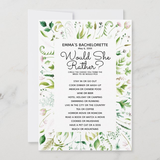 Invitación ¿preferiría un juego de ducharse de novia? (Anverso)