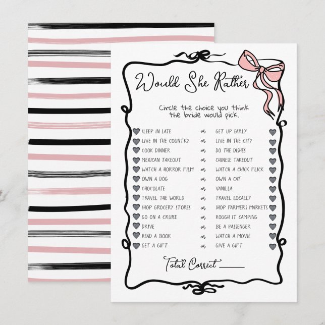Invitación ¿Prefiere entregar el juego de ducha de novias de  (Anverso / Reverso)
