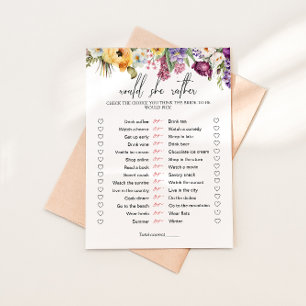 Invitación ¿Prefiere Floral Bridal Shower Game?