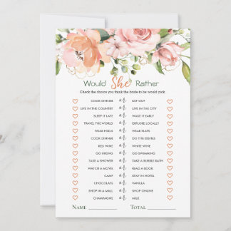 Invitación ¿Prefiere Floral Foliage Brigale Shower Game?