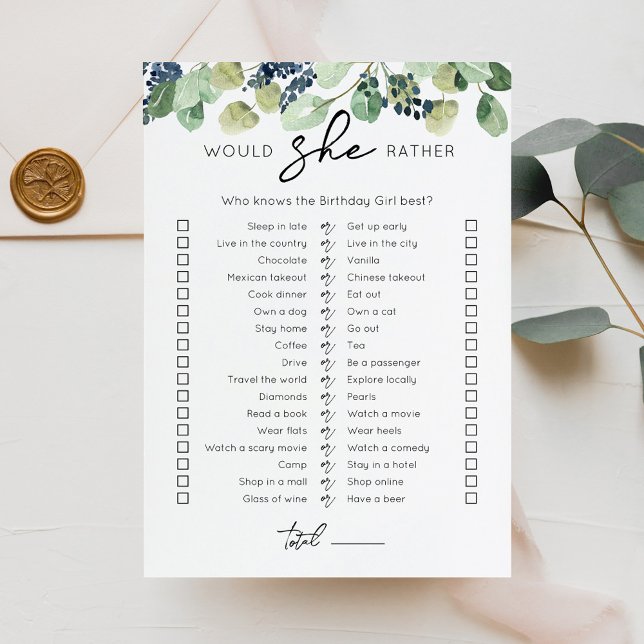 Invitación ¿Prefiere la carta de juego de la fiesta de cumple (Subido por el creador)