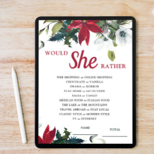 Invitación ¿Prefiere Poinsettia Bridal Shower Game?