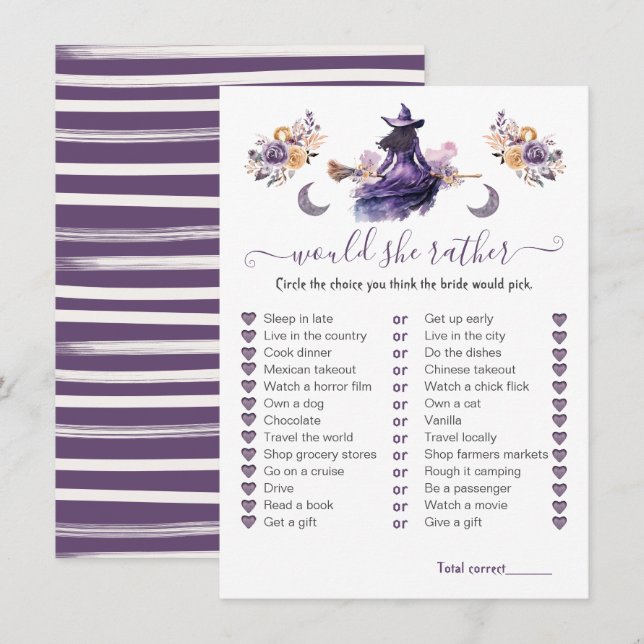 Invitación ¿Prefiere un juego de ducha de novias para brujas? (Anverso / Reverso)