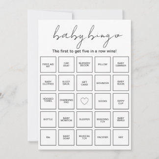 Invitación Prefilled Minimalist Baby Shower Bingo Cards