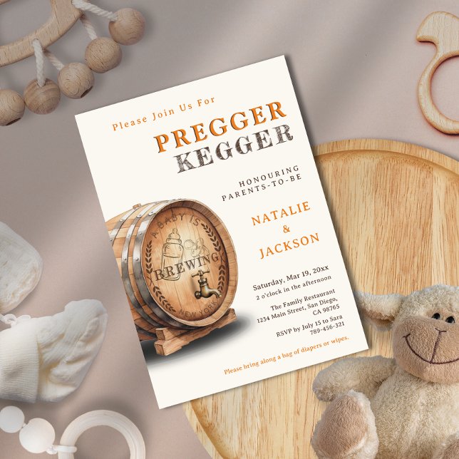 Invitación Pregger Kegger Gender Neutral Coed Baby Shower (Pregger Kegger Gender Neutral Coed Baby Shower Invitation)