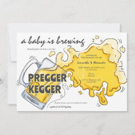 Invitación Pregger Kegger Watercolor Beer Co-ED Baby Shower