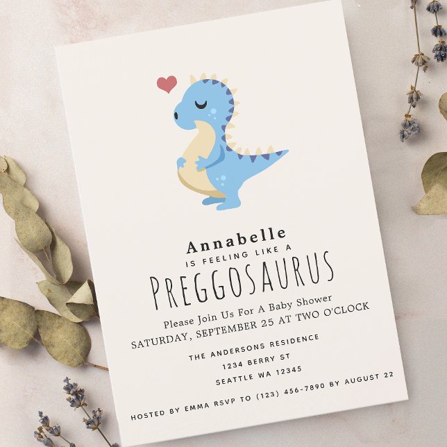 Invitación Preggosauro Cute Funny Dinosaur Baby ducha (Subido por el creador)