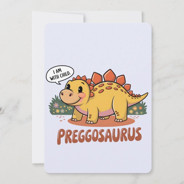 Invitación Preggosaurus Estoy Embarazada Dinosaurio Embarazo (Anverso)