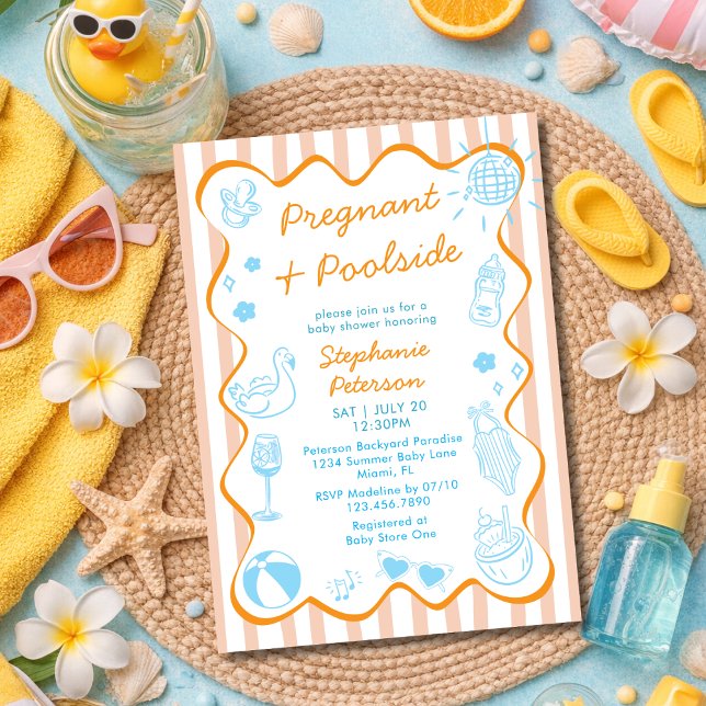 Invitación Pregnant & Poolside Pool Party Summer Baby Shower (Subido por el creador)