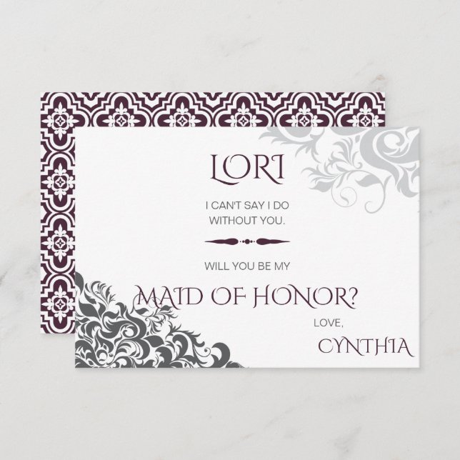 Invitación Pregunta de Boda de la Araña Barroca de Ciruela (Anverso / Reverso)