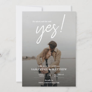 Invitación Preguntó y dijo sí al partido de compromiso fotogr