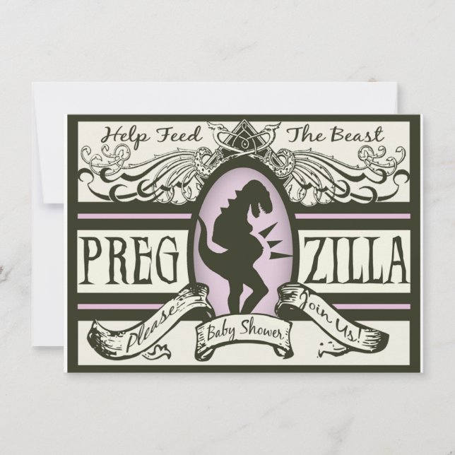 Invitación Pregzilla Baby Shower (Anverso)