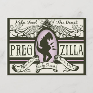 Invitación Pregzilla Baby Shower