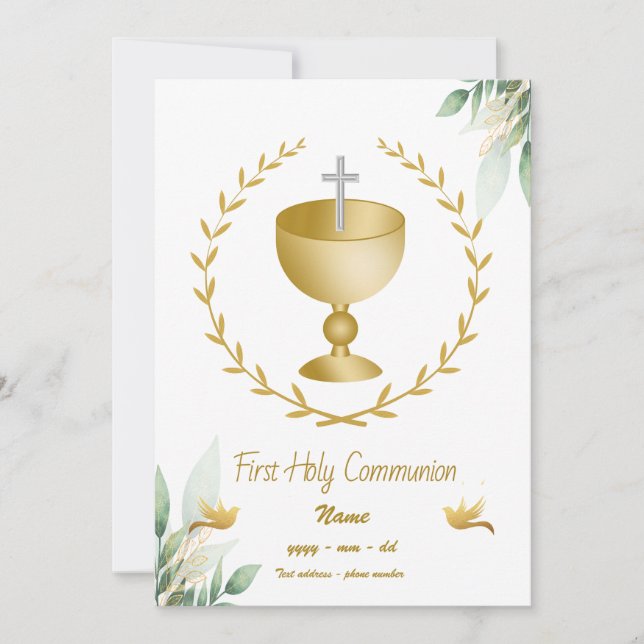 Invitación Première Communion - Calisse Croix ar (Anverso)