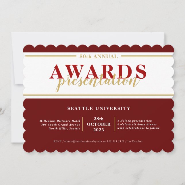 Invitación PREMIOS CENA acontecimiento moderno simple oro bur (Anverso)