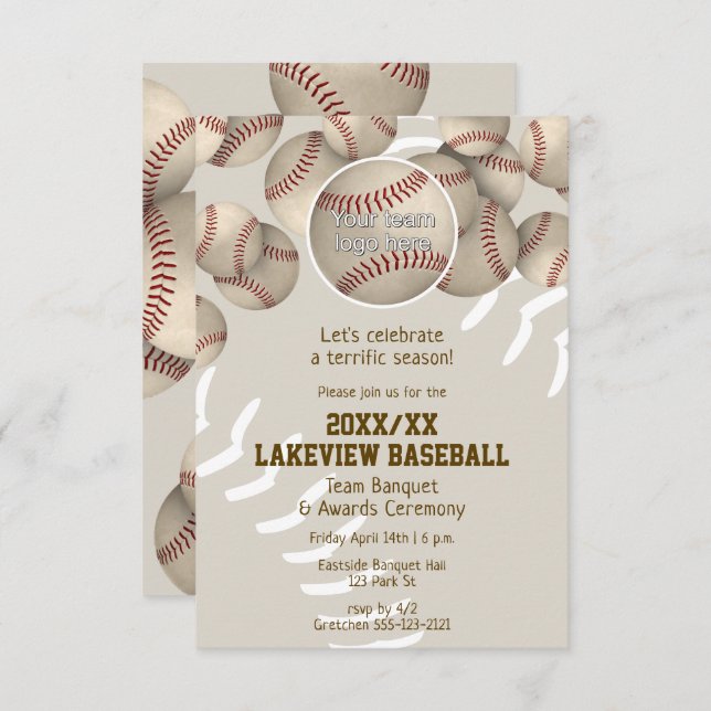 Invitación premios de banquete de fin de temporada de béisbol (Anverso / Reverso)
