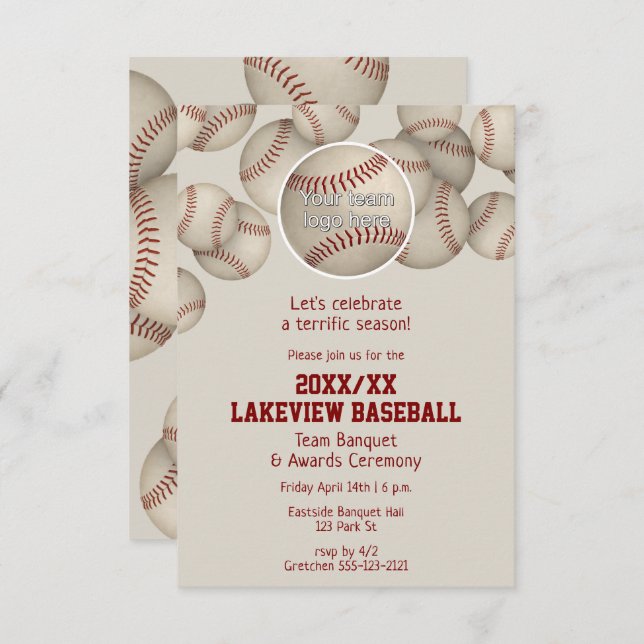 Invitación premios de banquete de fin de temporada de béisbol (Anverso / Reverso)