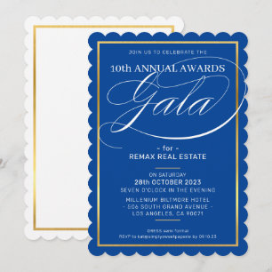 Invitación PREMIOS GALA DINNER negocios modernos oro azul rea